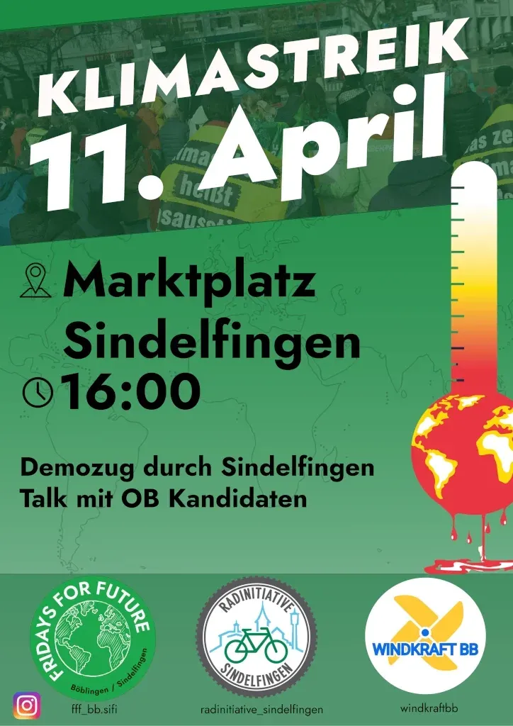 Klimastreik am 11. April um 16 Uhr in Sindelfingen