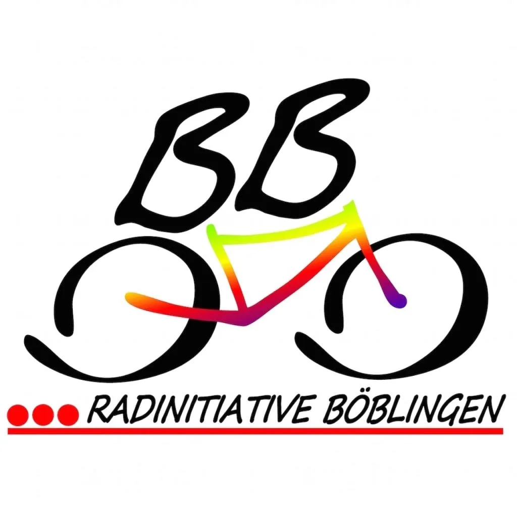 Logo der Radinitiative Böblingen. zeigt ein stilisiertes Fahrrad und die Kürzel BB für Böblingen